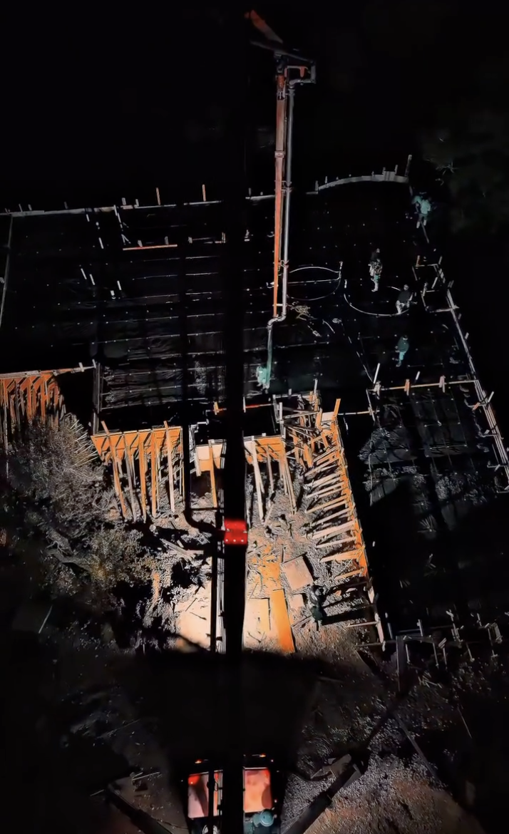 Nighttime concrete pump operation