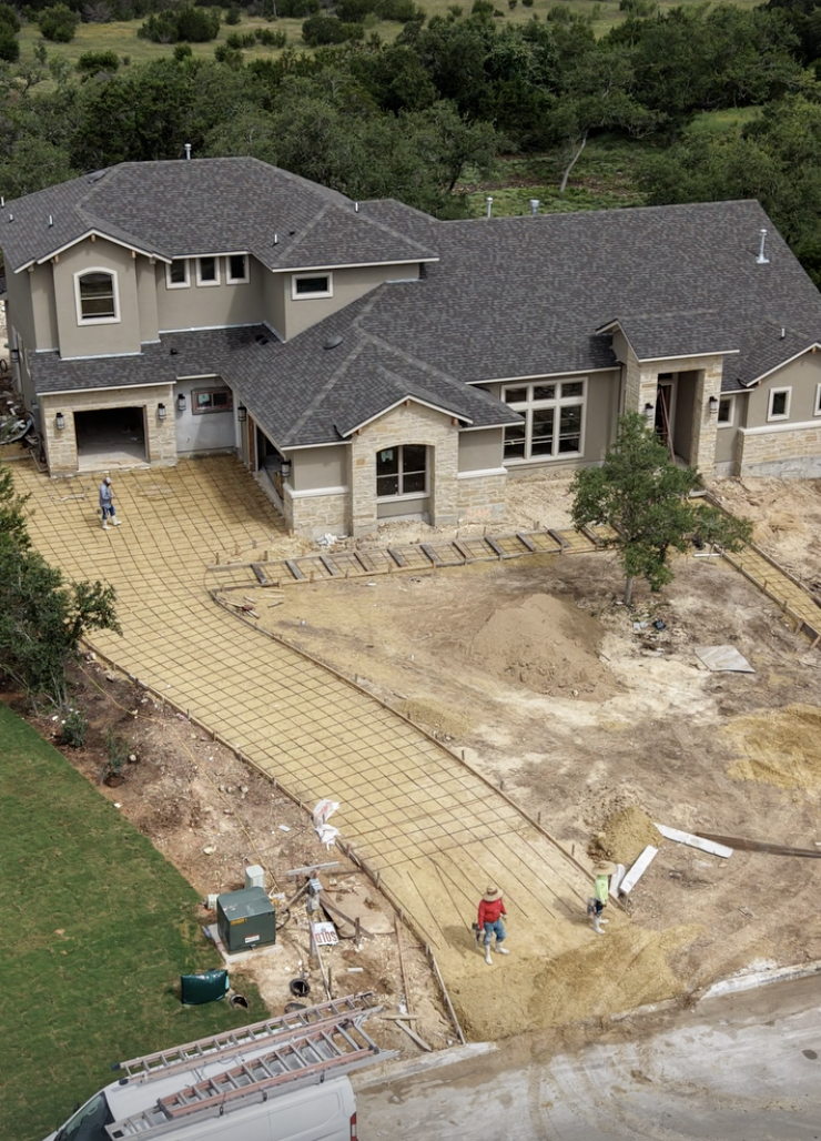 Reinforced driveway ready for concrete